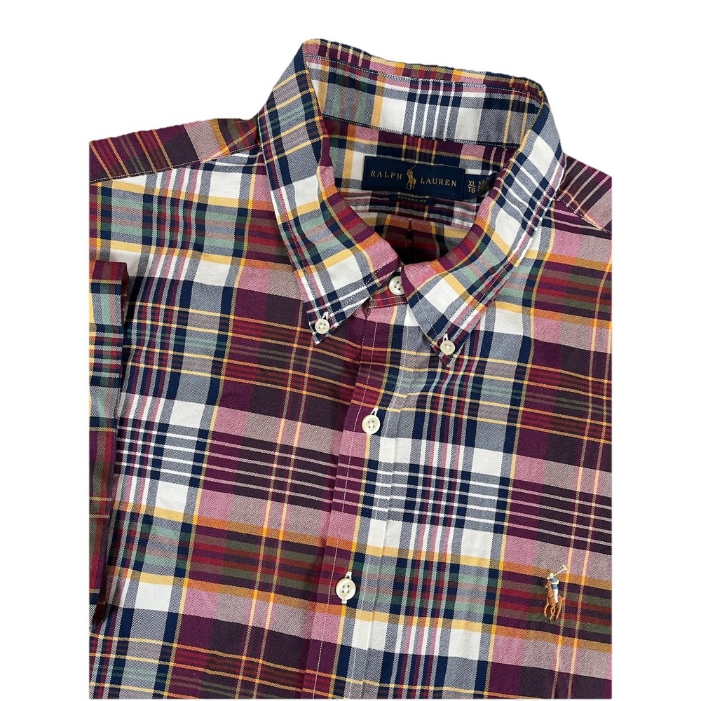 Polo Ralph Lauren Classic Fit S/S Shirt‎ Multicolored Plaid Flesh Pony Men's XL
